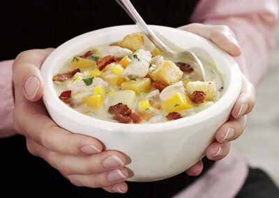Hearty Leftover Turkey Broth with Bacon Croutons
