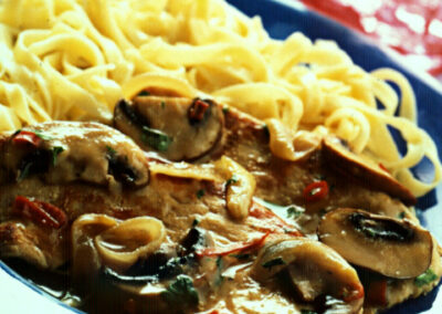 British Turkey with Hot Mushroom Sauce