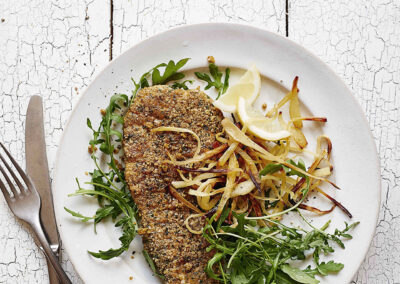 Turkey Schnitzel with Parsnip Chips